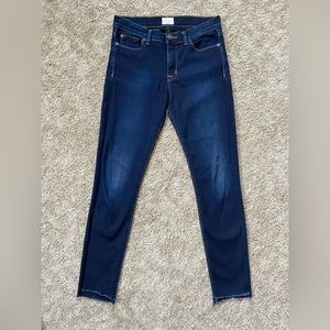 Hudson | Mid-Rise Raw Step Hem Jeans in Dark Blue